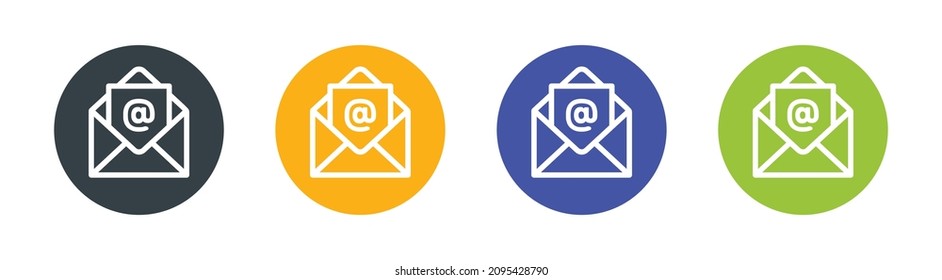 Email icon set. Open envelope mail icon vector illustration