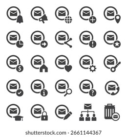 Símbolo de signo de conjunto de iconos de correo electrónico