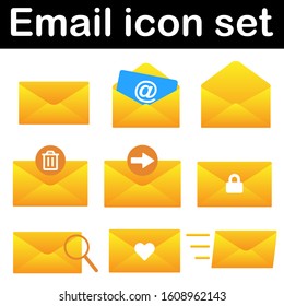 Email icon set or symbol or sign 