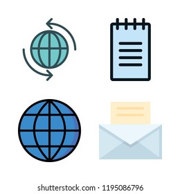 email icon set. vector set about worldwide, mail, text lines and internet icons set.