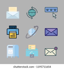 email icon set. vector set about mail, world wide web, mailbox and envelope icons set.