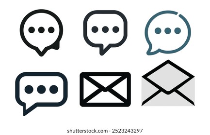 Conjunto de ícones de email. Vetor do ícone de e-mail. Ilustração de ícone de email, envelope, mensagem para web, computador e celular.