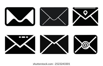 Conjunto de ícones de email. Vetor do ícone de e-mail. Ilustração de ícone de email, envelope, mensagem para web, computador e celular.