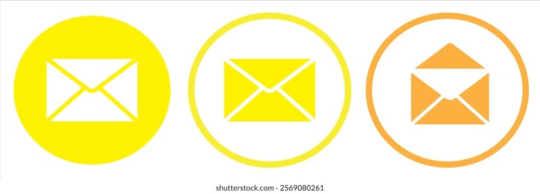 E-mail icon set. email icon vector. E-mail icon. Envelope illustration. Yellow,Black,blue,white Colors mail Design.