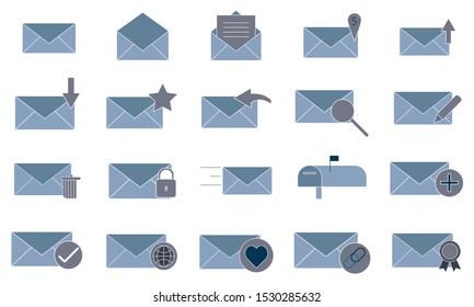 Email icon set vector illustration.Flat style can be used for many purposes.