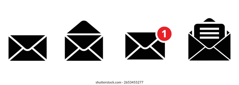 Email icon set vector isolated on white background. mail symbol. contact black icon set