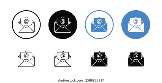 Email icon set vector. Email, post, letter, envelope, newsletter collection isolated on white. Line outline thin flat design, adapted e-mail icon set for web, web site, mobile app, UI