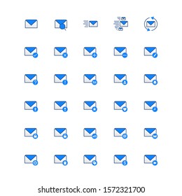 Email icon sets. Email icons vector file. Email design for business or office. 30 icons.