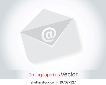email icon with shadow. Vector illustration Eps10.