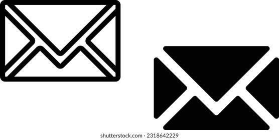 Email icon sheet, simple trendy flat style line and solid Isolated vector illustration on white background. For apps, logo, websites, symbol , UI, UX, graphic and web design. EPS 10.