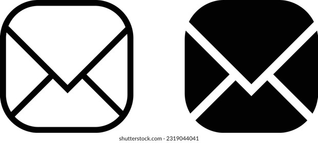Email icon sheet, simple trendy flat style line and solid Isolated vector illustration on white background. For apps, logo, websites, symbol , UI, UX, graphic and web design. EPS 10.