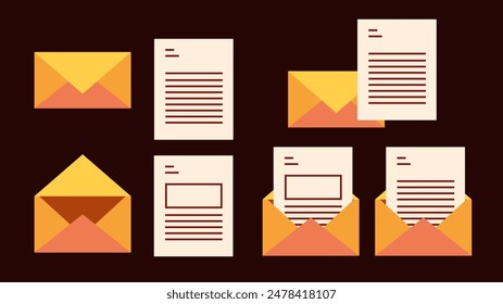 E-mail Icon with Sheet-Document.

Different version and options.
Open and close email icon.
Two option of letter-sheet design.
Full Vector in AI (Editable) and EPS 10