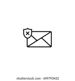Email icon shield cross line vector