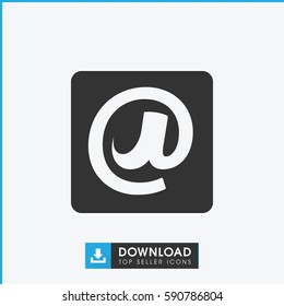 at email icon. Simple filled at email icon. On white background.