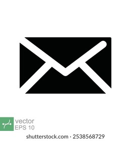 Email icon. Simple flat style. Envelope mail services, contacts message send letter, mailbox concept. Vector illustration isolated on white background. EPS 10.