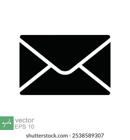 Email icon. Simple flat style. Envelope mail services, contacts message send letter, mailbox concept. Vector illustration isolated on white background. EPS 10.