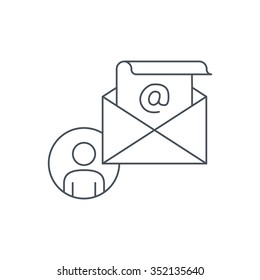 Email icon suitable for info graphics, websites and print media. Thin line icon, clip art.