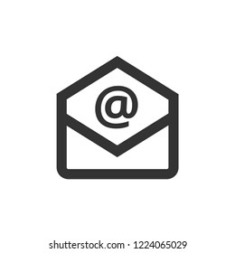 Email icon in thick outline style. Black and white monochrome vector illustration.