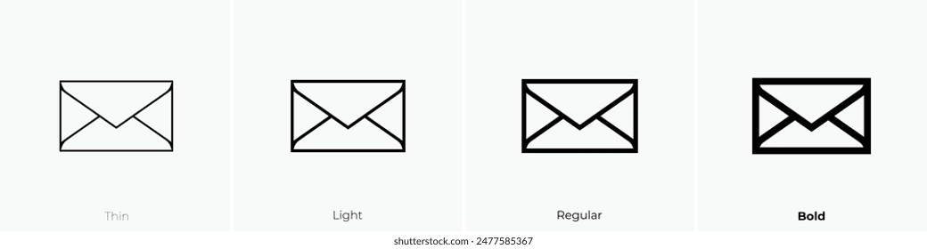email icon. Thin, Light Regular And Bold style design isolated on white background