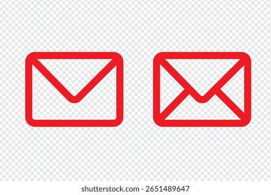 Ícone de email com linha fina. Ícone de envelope de email com emblema de notificação para comunicação digital, conjunto de ícones de email. Ícones de email definidos. Vetor do ícone de e-mail. Ilustração do Envelope de Email. 