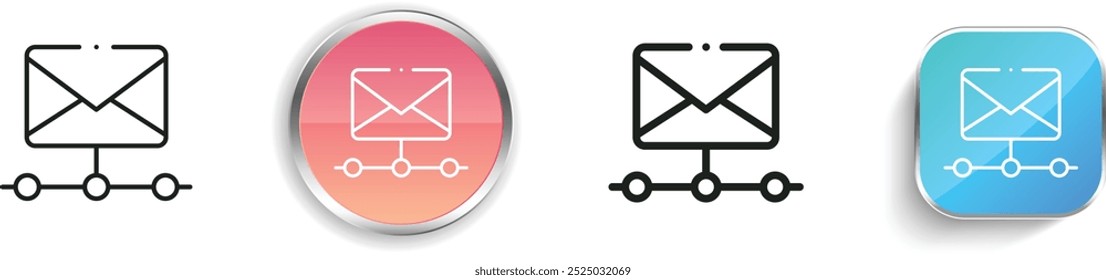 email icon. Thin Linear, Regular and Button Style Design Isolated On White Background
