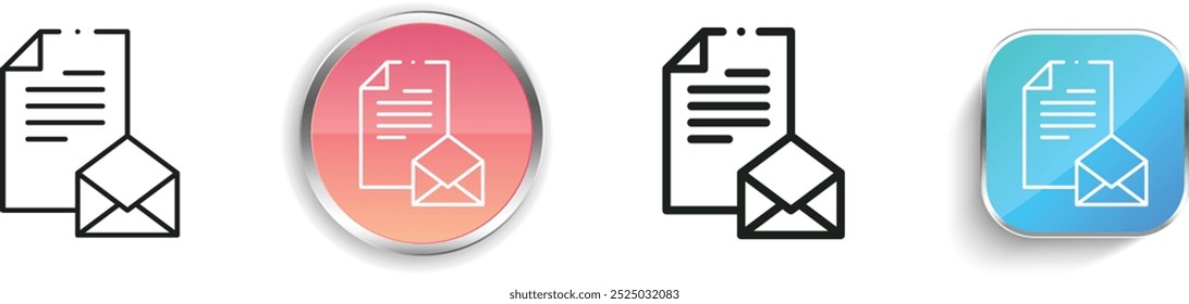 email icon. Thin Linear, Regular and Button Style Design Isolated On White Background
