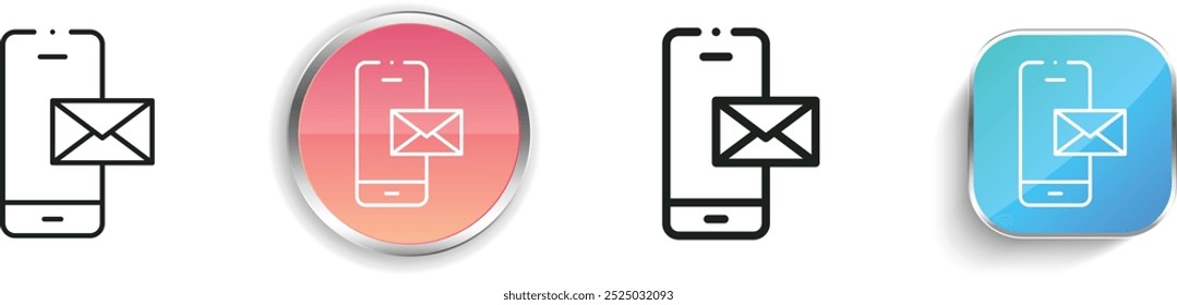 email icon. Thin Linear, Regular and Button Style Design Isolated On White Background