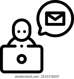icono de correo electrónico. Diseño De Estilo Lineal Delgado Aislado Sobre Fondo Blanco
