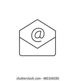 Email icon in thin outline style. Open envelope