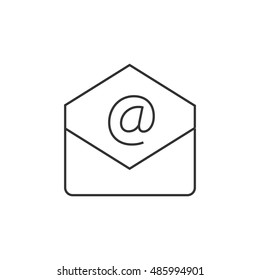 Email icon in thin outline style. Open envelope