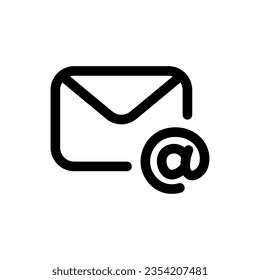 Icono de correo electrónico en estilo plano moderno aislado en fondo blanco. Símbolo de silueta de correo electrónico para el diseño de tu sitio web, logotipo, aplicación, interfaz de usuario. Ilustración del vector, EPS10.