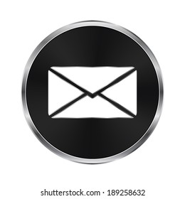 Email icon - vector brushed metal button