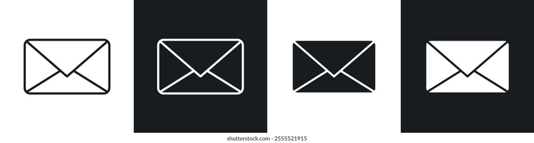 email icon vector collection in black and white.