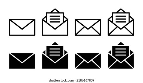 E-Mail-Symbol, Vektorgrafik-Sammlung. Buchstabensymbol einzeln auf weißem Hintergrund.