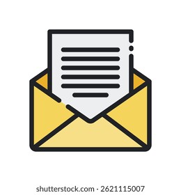 Email Icon Vector for Digital Messaging and Online Communication – Inbox illustration, contact symbol, mail technology design. Filled Line Icon