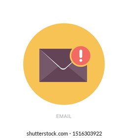 Email icon vector. Envelope mail icon vector. Mail icon. Yellow theme concept