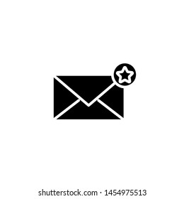 Email icon vector with envelope and star mail favourite or important flat sign symbols logo line illustration design black color.