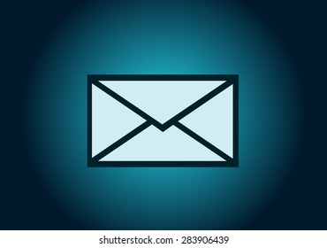 Email icon vector illustration blue neon color dark design