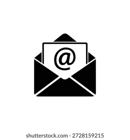 Icono de correo electrónico, Ilustración vectorial. Estilo de diseño plano. icono de correo electrónico de Vector. Ilustración vectorial de silueta