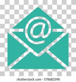 Email icon. Vector illustration style is flat iconic symbol, cyan color, transparent background. Designed for web and software interfaces.