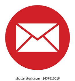 Email icon vector isolated on flat red round button illustration