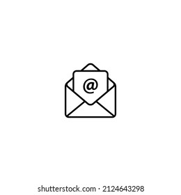 Email Icon Vector in Line Style. Open Mail Sign Symbol
