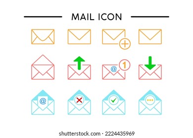 Email icon vector set for ui design kit elements