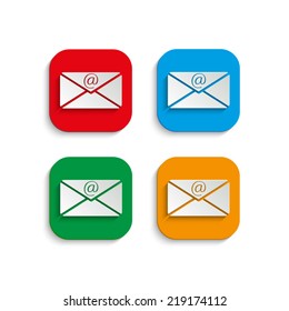 email icon vector with shadow 