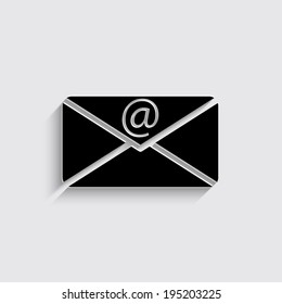 email icon vector with shadow on a grey background
