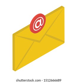 Email icon vector, written correspondence in isometric design