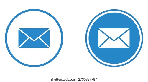 Iconos de correo electrónico en círculo azul