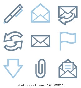 Email icons, blue line contour series