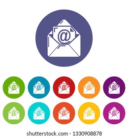 Email icons color set vector for any web design on white background