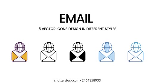 Email Iconos de diferentes estilos Vector ilustración de stock